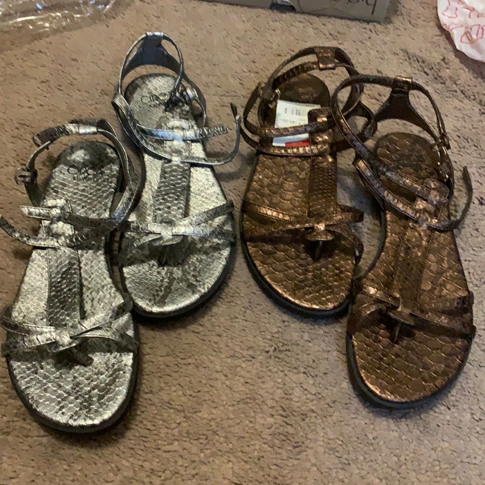 Twin pair of metallic strappy sandals!